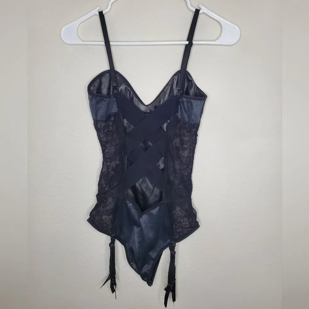 Yandy Black Pleather-Looking with Lace Lingerie Bodysuit - Picture 5 of 11